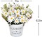 Summer Artificial Daisy Tabletop Decor , Silky Artificial Daisy Metal Pot Bonsai, Artificial Flowers in Metal Potted, Artificial Daisy Bouquet with Vase for Wedding Party Stage Centerpieces Windowsill Decor